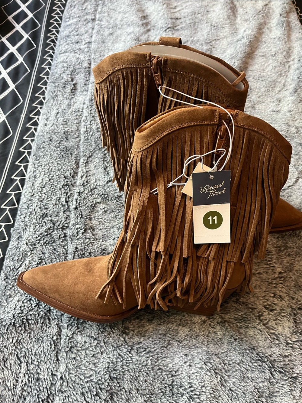 Universal Thread Brown Suede Fringe Ankle Boots